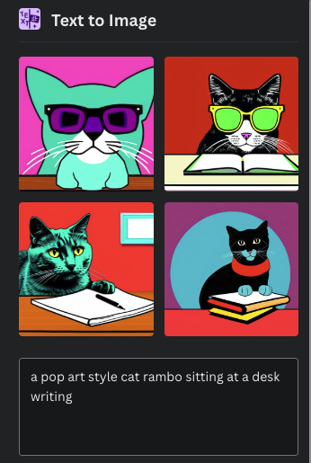 Four images generated on Canva's AI art tool, using the phrase 