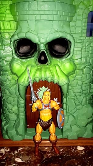 He-Man in front of Castle Grayskull.