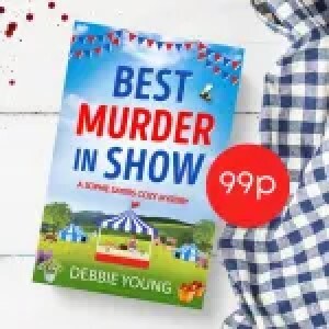 image of cover of Best Murder in Show with gingham cloth and spots of blood