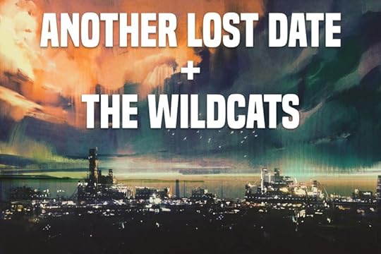 Painting of a shoreside city at sun down.