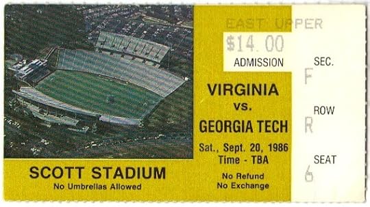 Virginia Cavaliers Football Game Day Tickets, 19801989