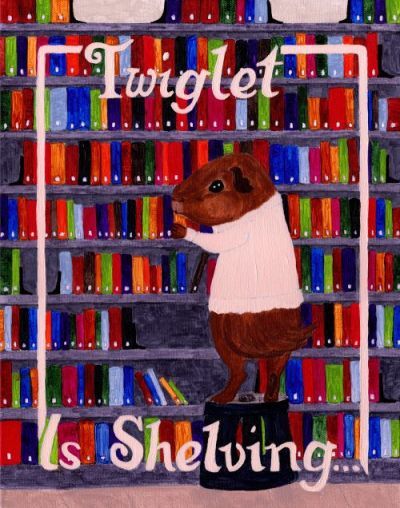Rachel E Smith guinea pig painting Twiglet Is Shelving...