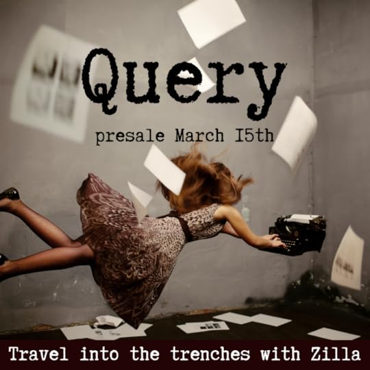 A woman falling through the air while typing on a typewriter