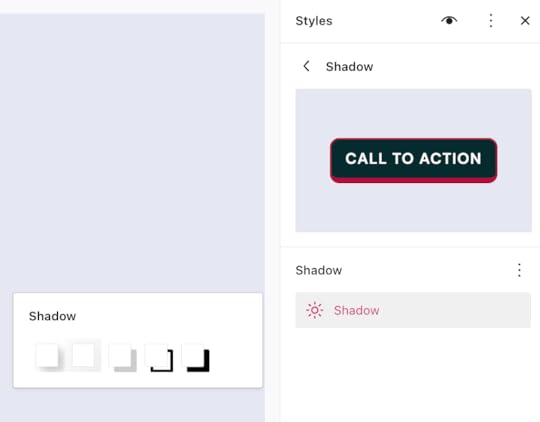 Screenshot of the Shadow option for Button Blocks.