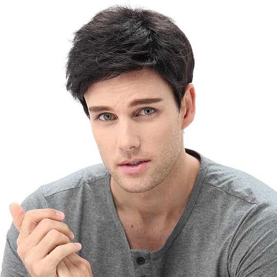 STfantasy Mens Black Short Wig Straight Synthetic Wigs for Men Male Guy Layered Wavy Halloween Cosplay