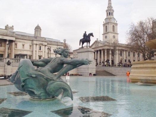 mermaids in the fountain, Trafalgar Square. Ailish Sinclair | Author