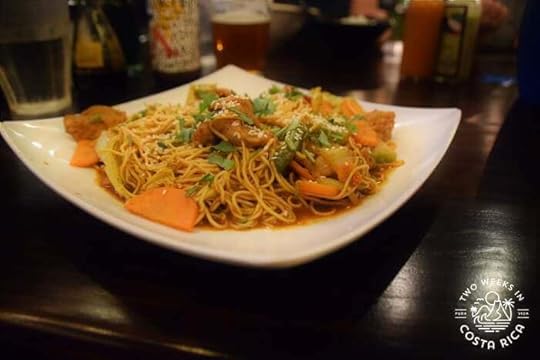 a noodle dish with veggies