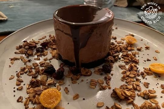 A beautifully decorated chocolate dessert
