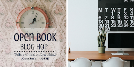 Picture of a clock and a calendar with the Open Book Blog Hop logo