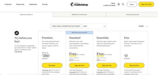 pricing page design exaple ux ui mailchimp
