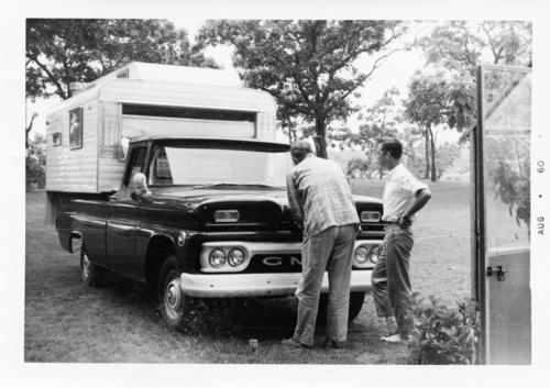 John Steinbeck showing “Rocinante” to neighbor Jack Ramsey | SJSU Digital Collections