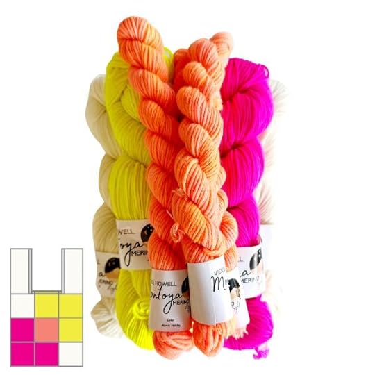 Overprint Bag Kit: Cream/Pink/Orange. Available only at Yarnyay.com.