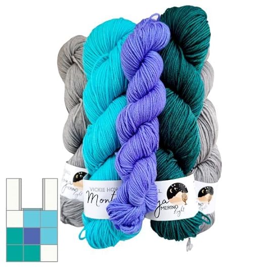Over Print Crochet Bag Kit: Grey/Blue/Green