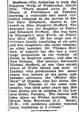 Margaret Stafford obit 1925