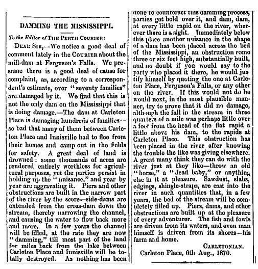 Ferguson Falls dam 1870