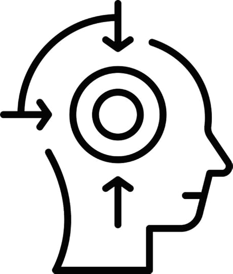 Graphic showing an outline of a human head with a double circle inside representing the brain. Three arrows coming from different directions enter the head and point to the brain.