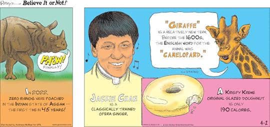 1. In 2022, zero rhinos were poached in the Indian state of Assam - the first time in 45 years! 2. Jackie Chan is a classically trained opera singer. 3. 