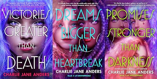 The covers of all three books in the Victories, Dreams and Promises trilogy