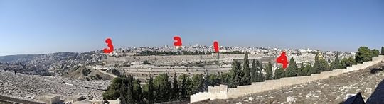 Jerusalem from Mt of Olives; Maundy Thursday locations
