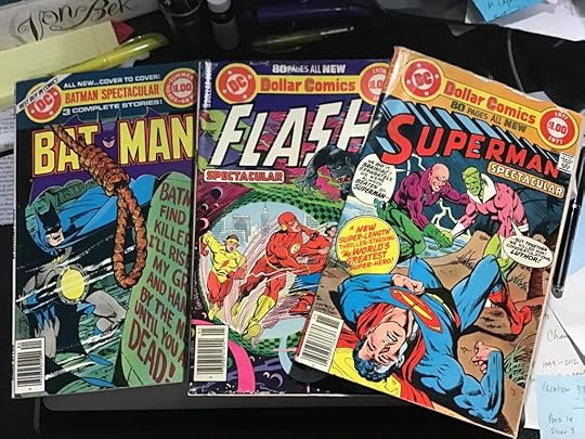 Batman Spectacular (DC Special #15), Flash Spectacular (DC Special #11), and Superman Spectacular (DC Special #5). Covers by Marshall Rogers (Batman), Jose Luis Garcia-Lopez (Flash), and Jose Luis Garcia-Lopez with Dick Giordano (Superman).