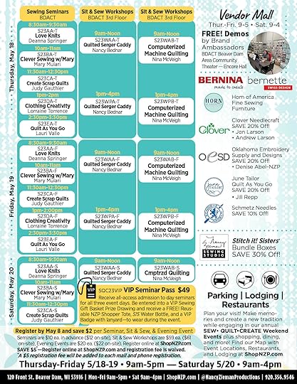 2023 Sew Quilt Create Weekend Brochure Sew Quilt Create Weekend Sewing Event in Beaver Dam Wisconsin