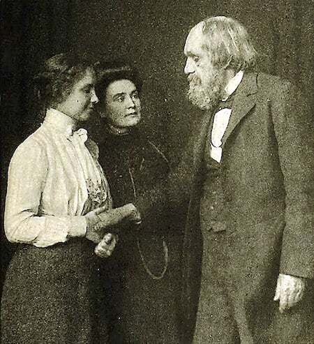 Helen Keller with Anne Sullivan and Edward Everett Hale