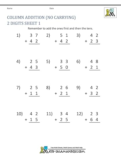 math addition worksheets 1st grade