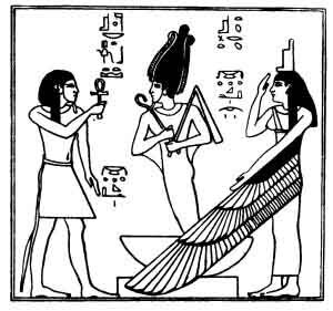 Osiris rising, protected by the wings of Isis