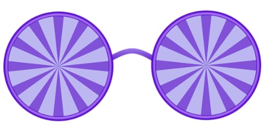 round glasses with a starburst of purple striped lenses