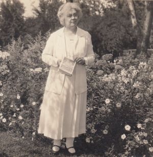 Lettie Cowman in a garden