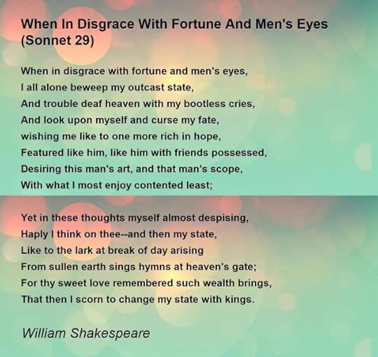 Doris Roe, my senior year high school English teacher, had me memorize and recite this poem. It remains a favorite Shakespeare Sonnet.