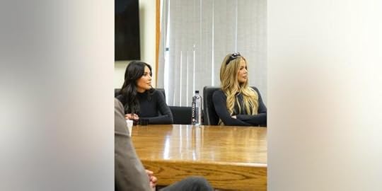 Kim and Khloe Kardashian pictured inside state prison in Lancaster, Calif., on Monday, April 17, 2023.
