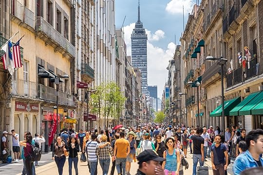 crowds in mexico city, mexico