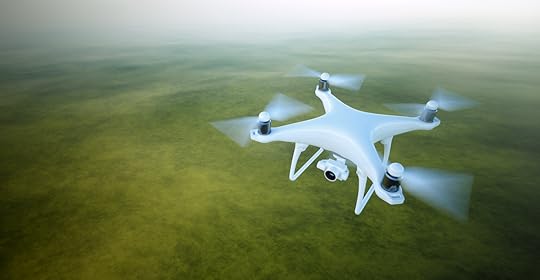 Drone with video camera Flying in Sky