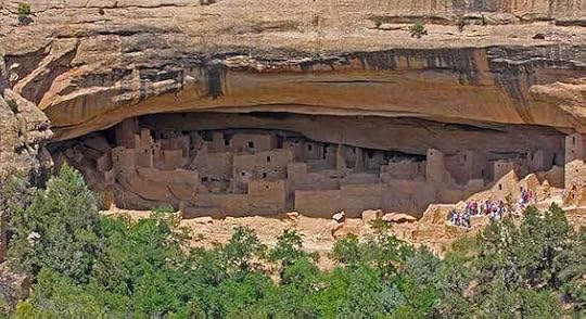 Remnants of Anasazi cliff dwellings in Mesa Verde in the Four Corners region of the southwestern United States, a site similar to that in this novel about the secret of the Anasazi