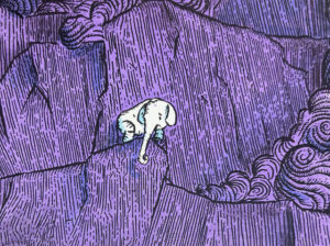 Test print of Zochi lost on the mountain in purple