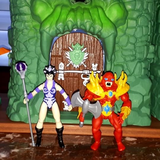 Lyn and Red Beast in front of Castle Grayskull