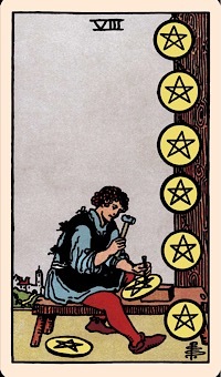 Eight of Pentacles (Upright) | Tarot Card of the Day