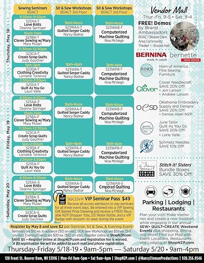 2023 Sew Quilt Create Weekend Sewing Event in Beaver Dam Wisconsin held Annually Each May