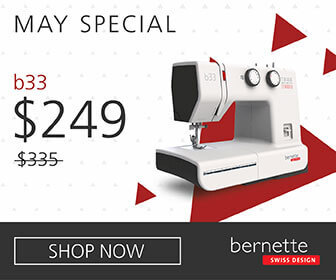 May Special! SAVE 25% Off the bernette b33 Sewing Machine in store at the Nancy Zieman Sewing Studio and online at ShopNZP.com.