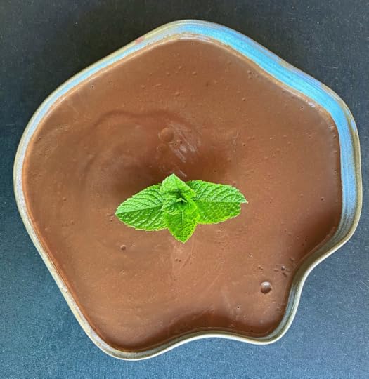 Vegan chocolate cream with mint decoration