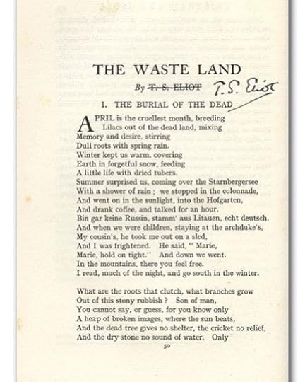 We end April and National Poetry Month with the beginning of Eliot���s The Wasteland