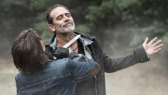 AMC+ with ads will allow people to stream TWD and more at lower cost. Maggie holds a knife to Negan's neck in the walking dead dead city.