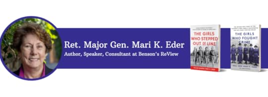 Header with a photo of Mari K. Eder on the left, the text 