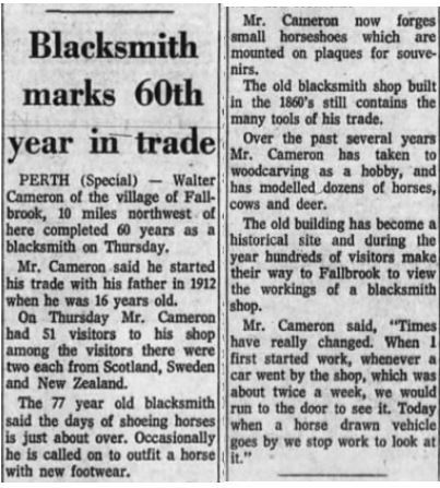 Walter 60 years in trade 1972