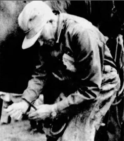 Walter shoeing a horse 1984