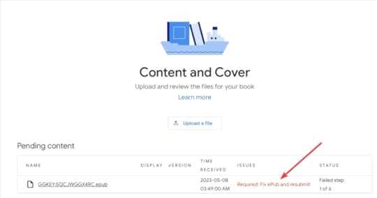 epub upload error