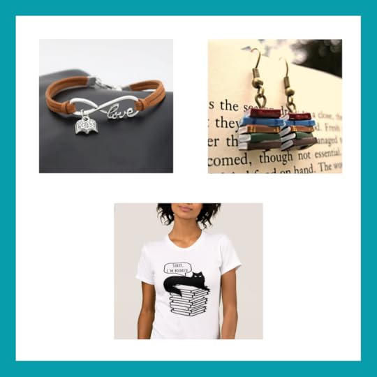 Other Dionysus giveaway prizes include a book charm bracelet, bookish earrings, and a bookish shirt.