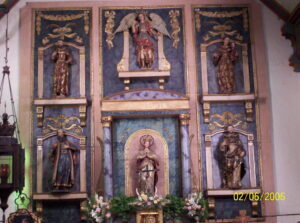 retablo with statues of saints, altarpiece, for quiet dark churches