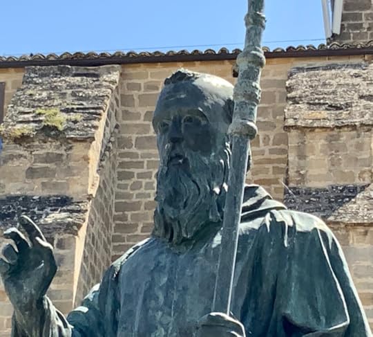 Statue of Saint Veremundo outside the church in Villatuerta, Navarra, Spain (Camino de Santiago)